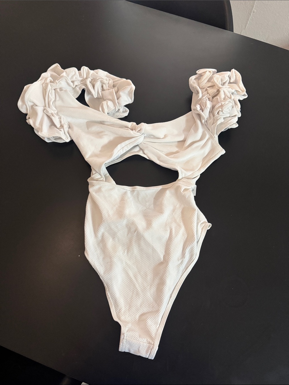 Women’s White Ruffled One-Piece Swimsuit